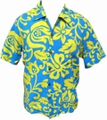 7 x KALAKAUA - ORIGINAL HAWAIIHEMD - ALOHI - BLUE YELLOW